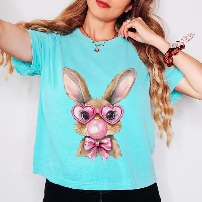 Солнцезащитные очки Bunny Sunglasses Bubblegum - женский укороченный топ свободного кроя с графическим рисунком цвета мела