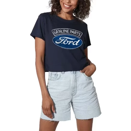 Женская футболка Ford Genuine Parts укороченная, синяя
