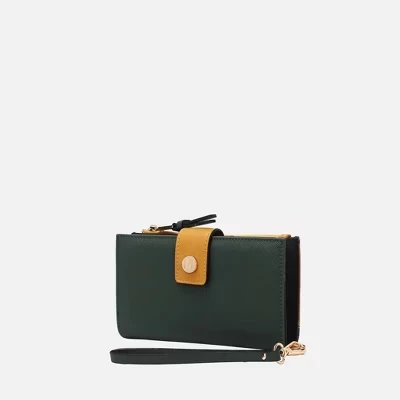 Женский кошелек MKF Collection Solene с ремешком, оливково-горчичный
