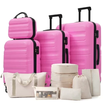 Набор чемоданов ModernLuxe ABS 12/20/24/28″, розовый