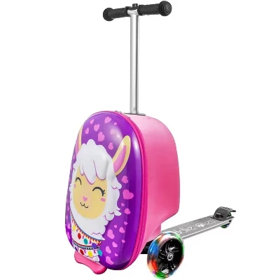 Детский чемодан-скутер Kiddietotes Scooter с принтом ламы