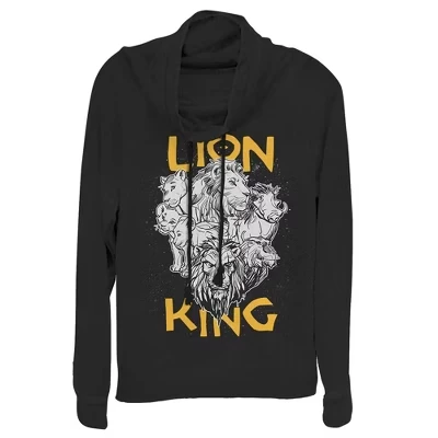 Женская толстовка с круглым вырезом и капюшоном для юниоров Lion King Animal Kingdom черный