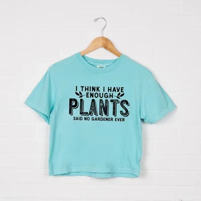 Женская укороченная футболка I Have Enough Plants с коротким рукавом свободного кроя цвета мела
