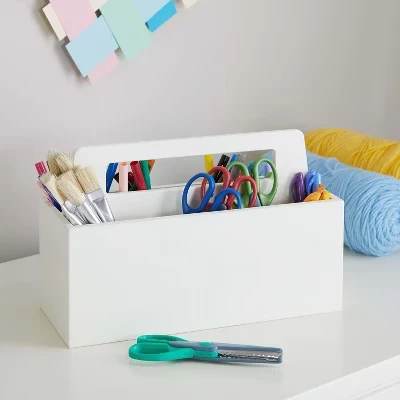 Crafting Kids' Wall Caddy: Детский портативный деревянный органайзер для предметов декоративно-прикладного искусства и держатель для карандашей белого цвета