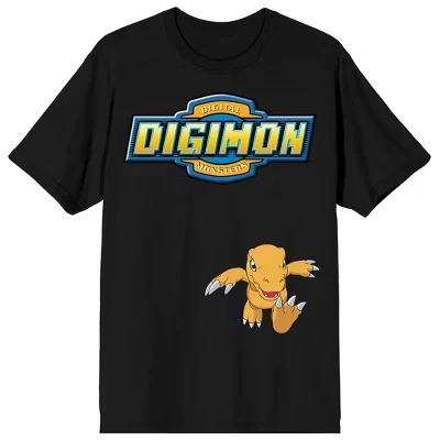 Мужская черная футболка с круглым вырезом и коротким рукавом Agumon & Logo черный