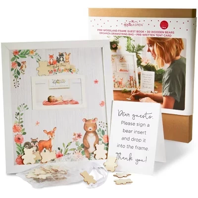 Альтернативная гостевая книга для душа ребенка - Woodland Baby pink
