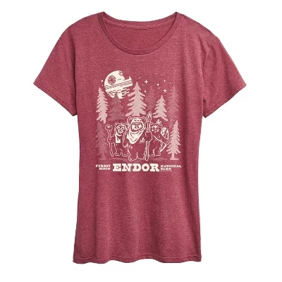 Женская футболка Star Wars Endor Wildlife, бордовый меланж