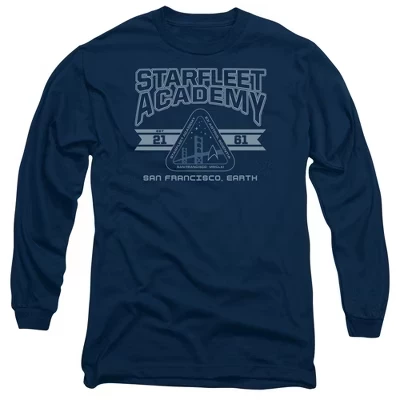 Мужская футболка с длинным рукавом Starfleet Academy Earth темно-синего цвета