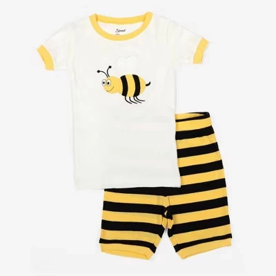 Короткая пижама из хлопка Leveret Kids с анималистическим принтом 