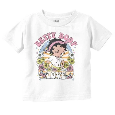 Футболка Betty Boop Flower Power Love для маленьких девочек в стиле хиппи лицензированного белого цвета