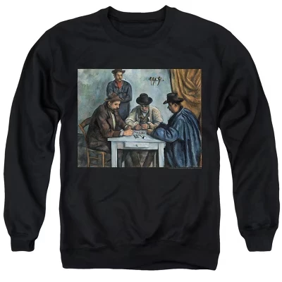 Мужская толстовка с круглым вырезом Paul Cezanne The Card Players черного цвета