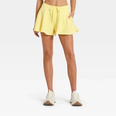 Женские французские махровые шорты в цветочек - ™ yellow