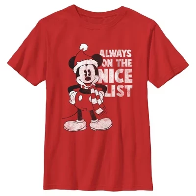 Рождественская футболка Mickey & Friends для мальчика, которая всегда в тренде, красная