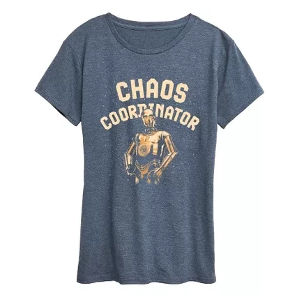 Женская футболка Chaos Coordinator C3PO с коротким рукавом и рисунком heather blue