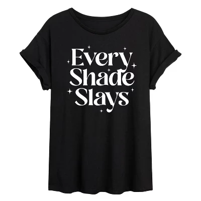 Женская футболка с объемным рисунком Every Shade Slays черного цвета.