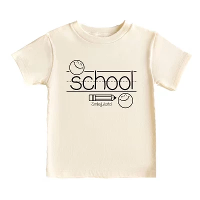 Кремовая футболка с коротким рукавом для малышей SmileyWorld School Handwriting Lines