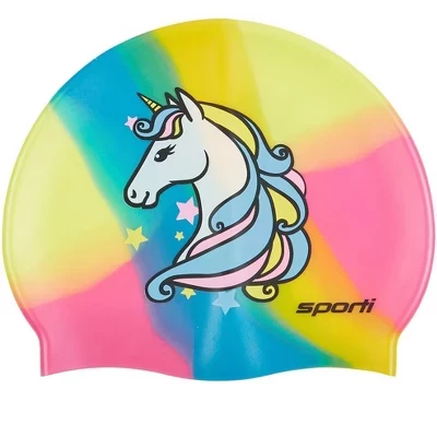 Силиконовая шапочка для плавания с единорогом Jr. rainbow