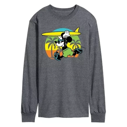 Мужская футболка Disney Beach Mickey с принтом, серый меланж