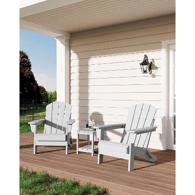 Современный комплект стульев Adirondack из пластика HDPE с приставным столиком вместимостью 380 фунтов белого цвета