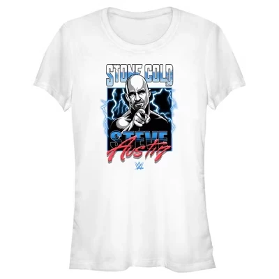 Женская футболка Stone Cold Steve Austin Lightning для юниоров белого цвета
