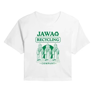 Женская укороченная футболка с рисунком Jawa Recycling, белая