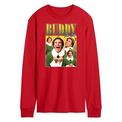 Мужская футболка с длинным рукавом ELF - Christmas Buddy красного цвета с графическим рисунком