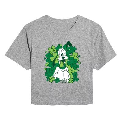 Женская укороченная футболка с рисунком Pluto Shamrocks heather grey