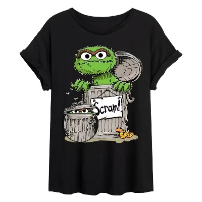 Женская футболка Oscar The Grouch с объемным рисунком, черная