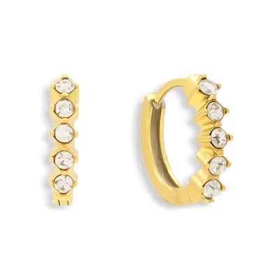 EVRY JEWELS ВОДОНЕПРОНИЦАЕМЫЕ серьги-кольца Huggie из нержавеющей стали с золотым или посеребренным покрытием Crystal Row золото