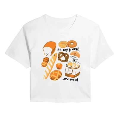 Женская футболка с коротким рукавом All My Friends Are Bread с графическим рисунком белого цвета