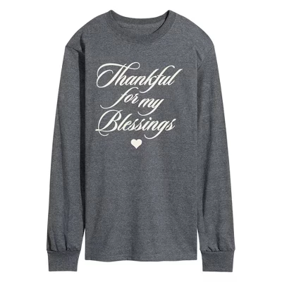 Мужская футболка с длинным рукавом Thankful For My Blessings с графическим рисунком heather charcoal