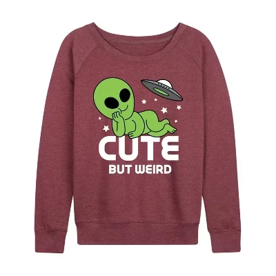 Женский лонгслив Instant Message Alien Cute But Weird, бордовый