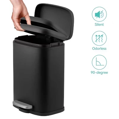Small Garbage Can with Lid, 1.3 Gallon Under Sink Trash Can with Foot Pedal black