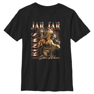 Футболка с коллажем для мальчиков Jar Jar Binks Collage черная