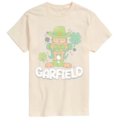 Мужская футболка с коротким рукавом и графическим рисунком Garf Clovers кремового цвета в стиле эскизов