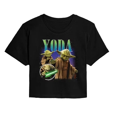 Женская короткая футболка STAR WARS Yoda Bootleg, черная