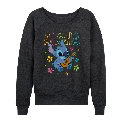 Женская легкая махровая рубашка Aloha Stitch с широким вырезом и длинными рукавами, выполненная в стиле 