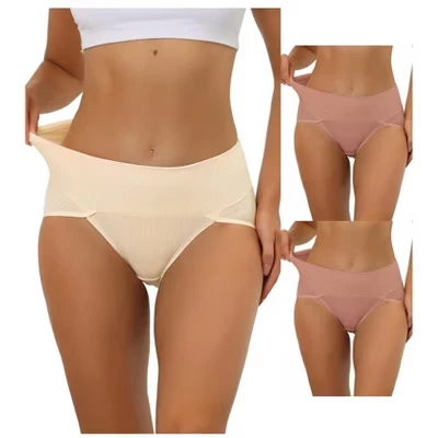 Женские трусы Allegra K, высокая посадка, 3 шт., бежевые