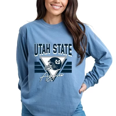 Utah State Aggies Triangle - женская одежда, окрашенная футболка с длинным рукавом и рисунком
