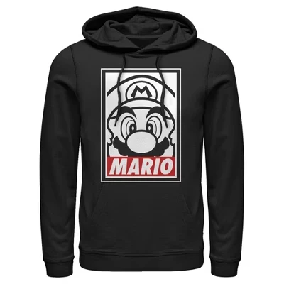 Мужское худи Nintendo Mario крупным планом, черное