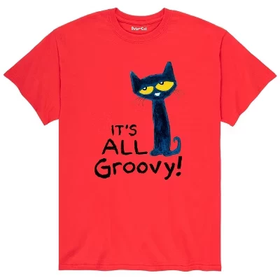 Мужская футболка с коротким рукавом и рисунком кота Пита - It's All Groovy, красная