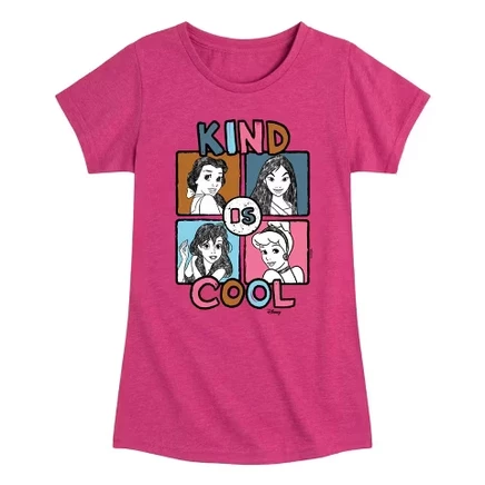 Kind Is Cool Fitted Short Sleeve Graphic T-Shirt heather fuchsia