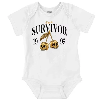 Песня I'm a Survivor: Детский комбинезон с черепом и вишнями для мальчиков или девочек белого цвета