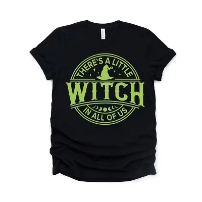 Женская футболка A Little Witch In All Of Us с пышным принтом и коротким рукавом, черная