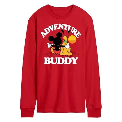 Мужская футболка Adventure Buddy с длинным рукавом и рисунком, красная