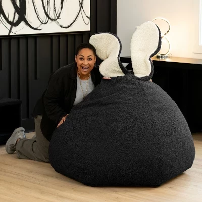 Большое кресло-мешок Raven-Symoné Home HopSeat Bunny овальной формы с ушками черного цвета