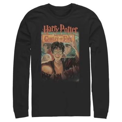 Мужская рубашка с длинным рукавом и обложкой the Philosopher's Stone Goblet Of Fire черного цвета
