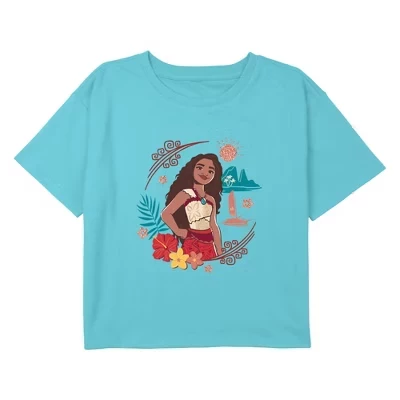 Футболка для девочек Moana 2 укороченная, синяя