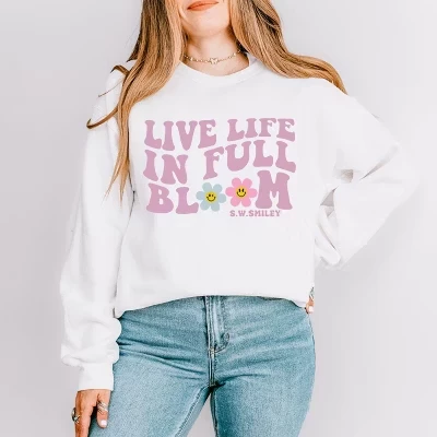 Толстовка S.W.Smiley Live Life in Full Bloom со смайликом белая
