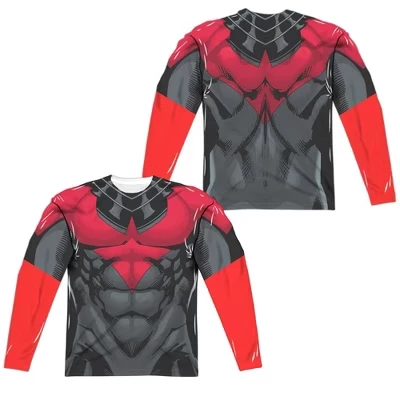 Мужская красная униформа Nightwing (принт спереди на спине), футболка с длинным рукавом, белая